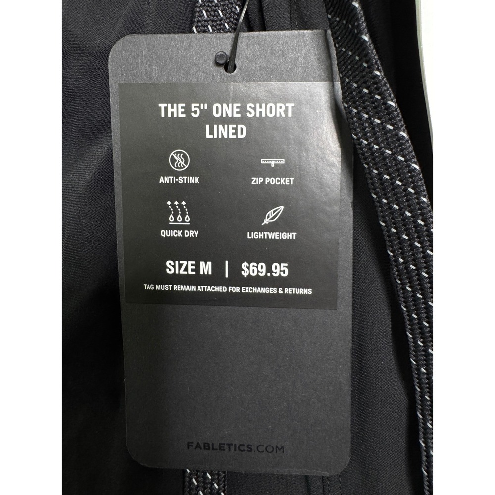 NWT Fabletics The 5" One Short Lined Black Athletic Training Mens Medium Gym - Picture 3 of 6
